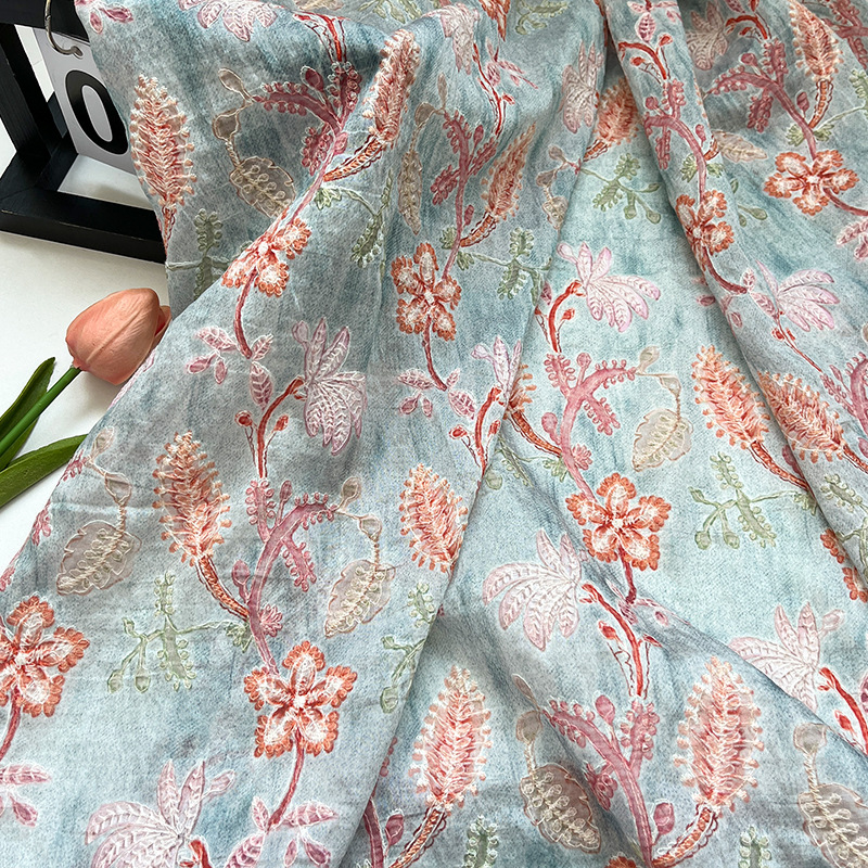 Home Textiles Wholesale - Tela de Algodón Brocado con Bordado