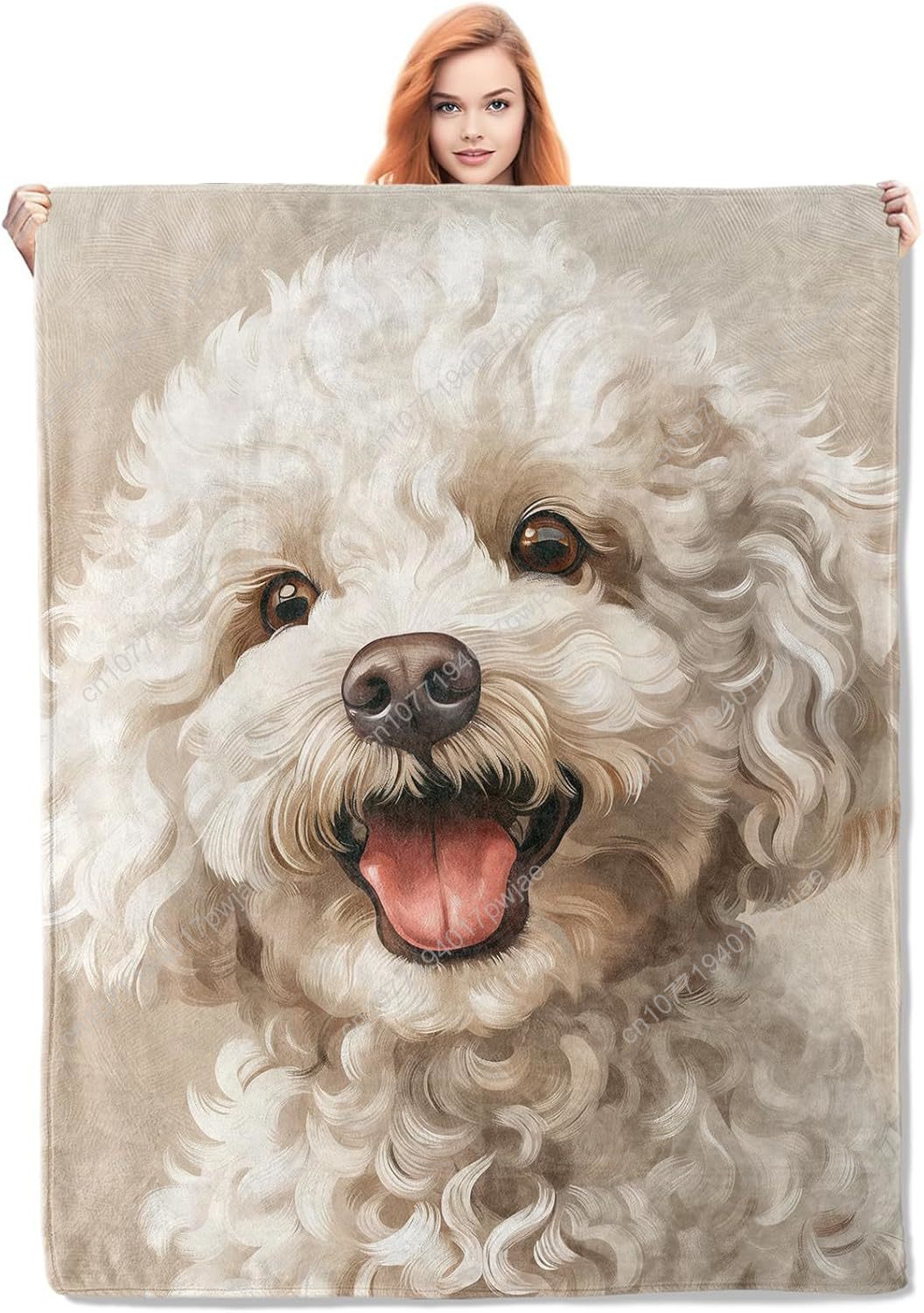Home Textiles Usa - Manta con retrato de caniche alegre,