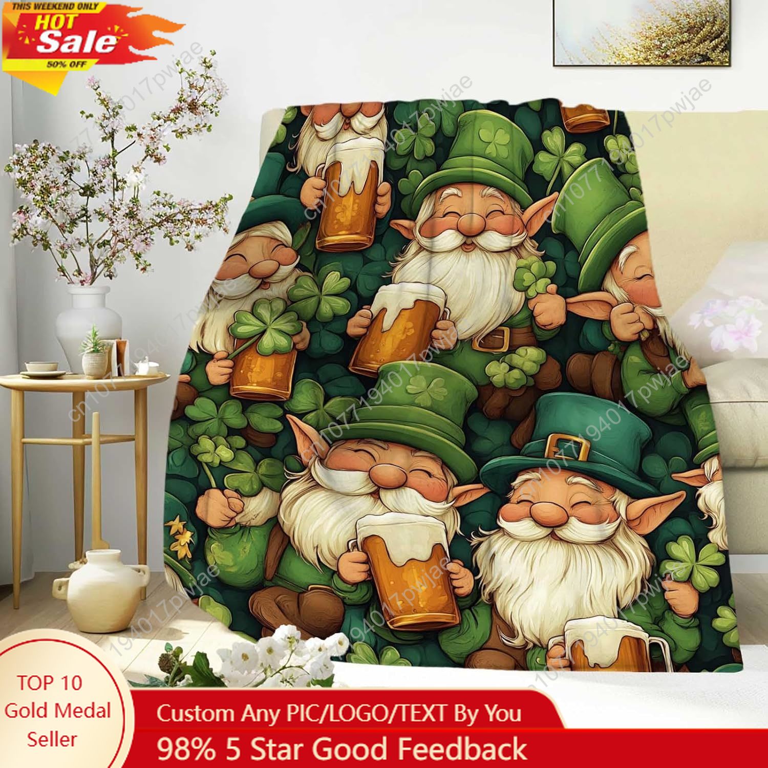Manta de gnomo del Día de San  - Home Textiles Usa reseña y precio